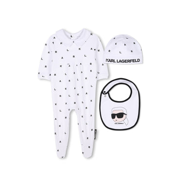 KARL LAGERFELD mameluco para bebe, con gorro y babero, set